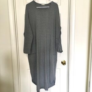 Striped long sleeve midi dress